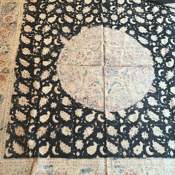 Vintage 1940s Handblocked India Cotton Boho Scarf - Picture 7 of 9